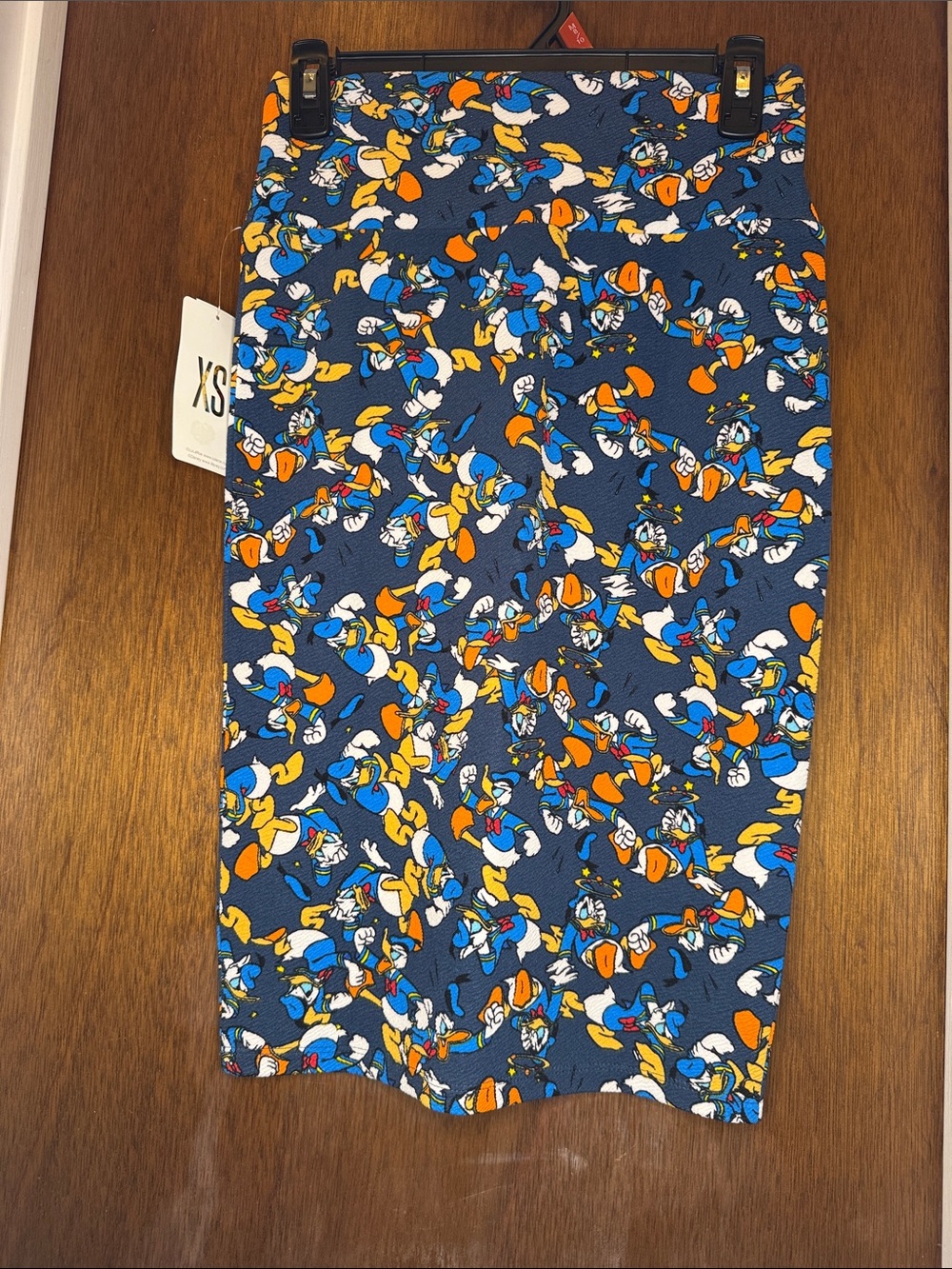 LuLaRoe Navy Pencil Skirt with Donald Duck Print